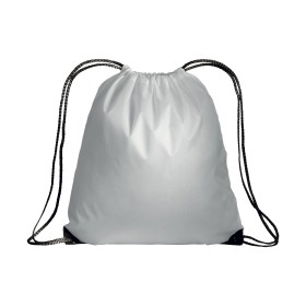 Sac à dos blanc en polyester 210T avec fermeture réglable à cordon, angles renforcés 