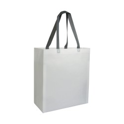 Shopper avec soufflet en TNT laminé 100g/m2 thermosoudé, anses longues 