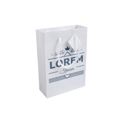 Shopper avec soufflet en carte laminée 157 g/m2 avec renforcement à la base, anses en cord 