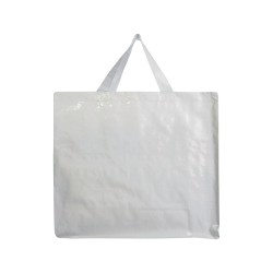 Shopper avec soufflet en PP laminé 120g/m2, anses longues en ruban 