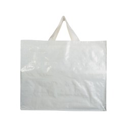 Shopper avec soufflet en PP laminé 120g/m2, anses courtes en ruban 