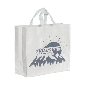 Shopper avec soufflet en PP laminé 120g/m2, anses courtes en ruban 
