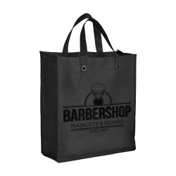 Shopper pliable avec soufflet en TNT 80g/m2 cousu, anses courtes 