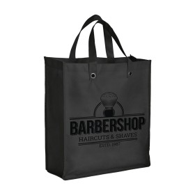 Shopper pliable avec soufflet en TNT 80g/m2 cousu, anses courtes 