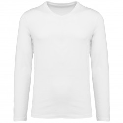 T-shirt Supima col V manches longues homme 