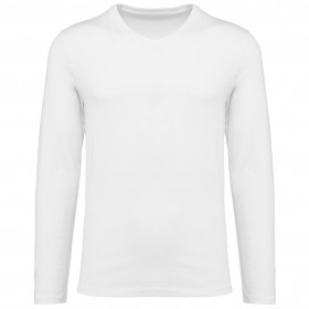 T-shirt Supima col V manches longues homme 