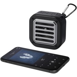 Haut-parleur solaire Bluetooth® Solo de 3 W IPX5 en plastique recyclé certifié RCS avec mousqueton 