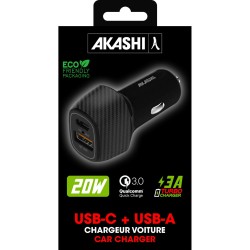 Chargeur Allume Cigare Turbo Cac Usb Type-C 20W + Usb-A Qc3.0