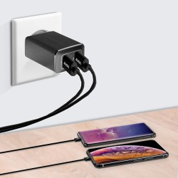 Chargeur Secteur Turbo 2Usb 2.4A - Noir