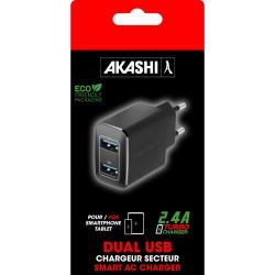 Chargeur Secteur Turbo 2Usb 2.4A - Noir