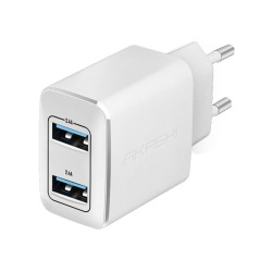 Chargeur Secteur Turbo 2Usb 2.4A - Blanc