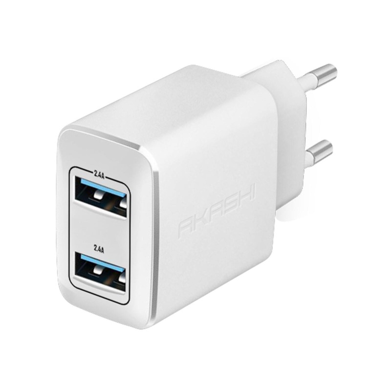 Chargeur Secteur Turbo 2Usb 2.4A - Blanc