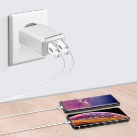 Chargeur Secteur Turbo 2Usb 2.4A - Blanc