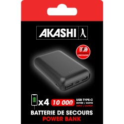 Batterie De Secours Ultra Compacte - 10 000 Mah Noire