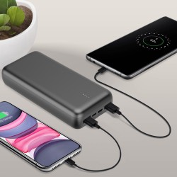 Batterie De Secours Ultra Compacte - 20 000 Mah Noire