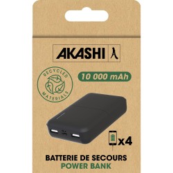 Batterie De Secours En Plastique Recyclé  Ultra Compacte - 10 000 Mah - Noire