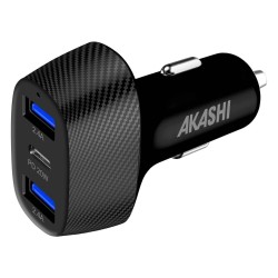 Turbo Chargeur Allume-Cigare 37W Usb-C + 2X Usb-A 3.4A