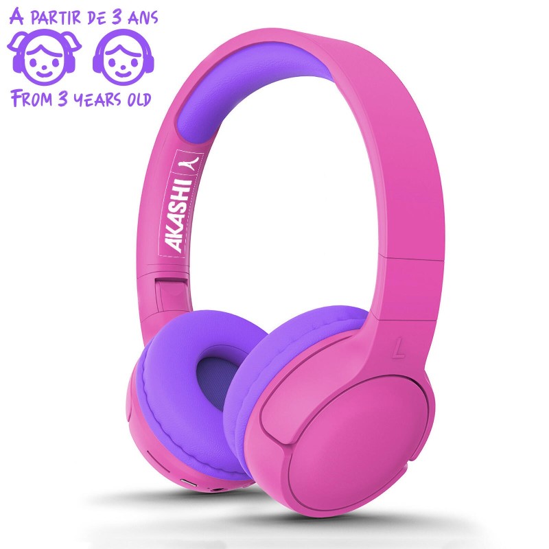 Casque Kids Sans Fil Bluetooth Rose Et Violet