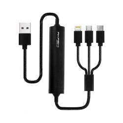 Câble Usb 3 En 1 Avec Fonction Batterie De Secours 2600 Mah