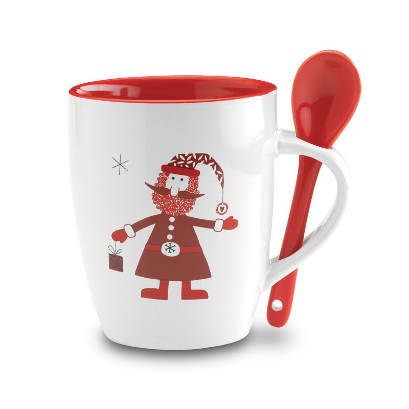 Mug avec petite cuillère 250ml ClausCouleur:Multicolore