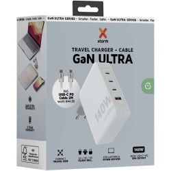 Chargeur de voyage Xtorm XVC2140 GaN Ultra de 140 W avec câble USB-C PD de 240 W 