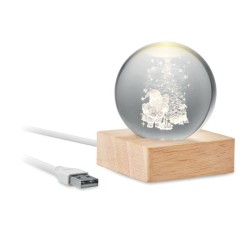 Boule De Noël Verre Avec Led Santa Light 