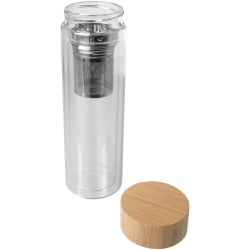 Bouteille à infusion Bailey en verre borosilicate de 400 ml avec couvercle en bambou 