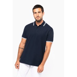 Polo homme manches courtes à liserets contrastés 