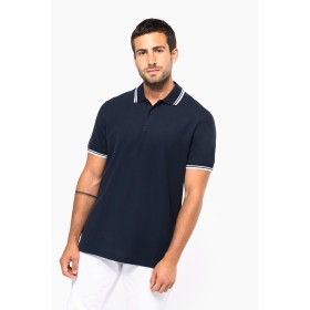 Polo homme manches courtes à liserets contrastés 
