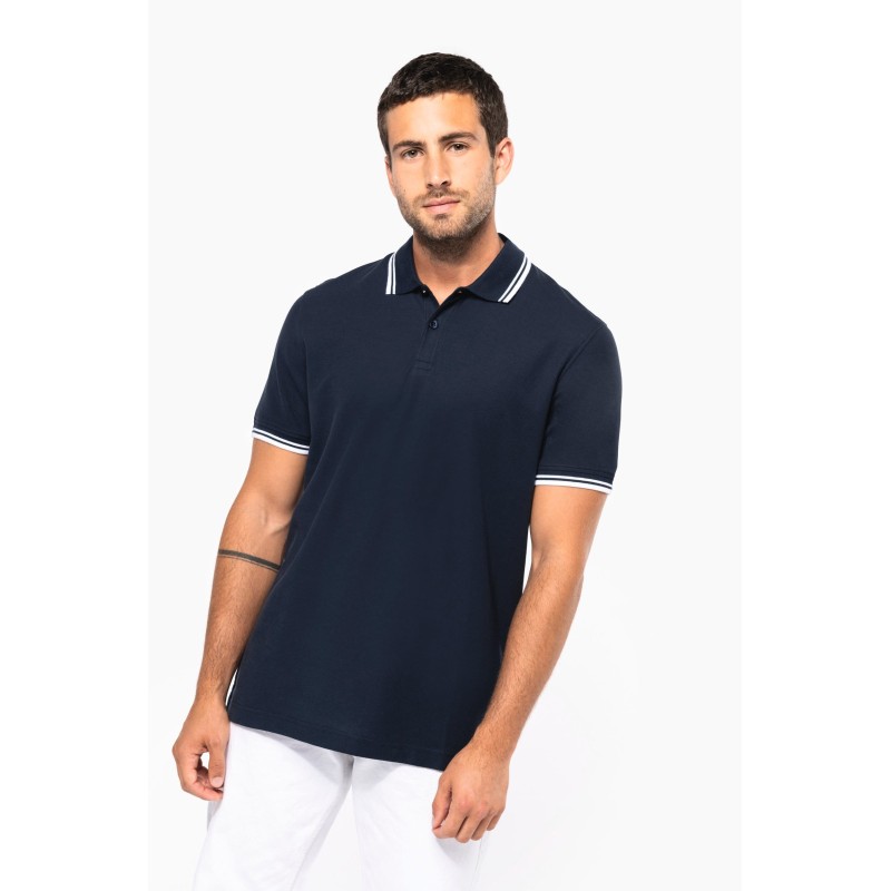 Polo homme manches courtes à liserets contrastés 
