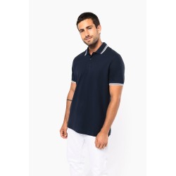 Polo homme manches courtes à liserets contrastés 