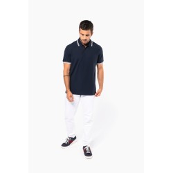 Polo homme manches courtes à liserets contrastés 