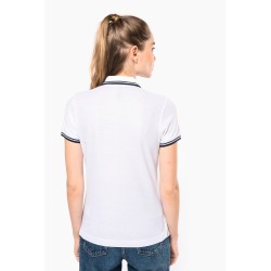 Polo femme manches courtes à liserés contrastés 