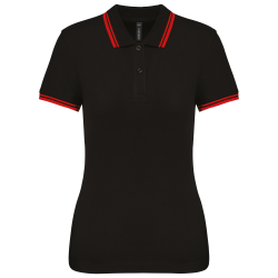 Polo femme manches courtes à liserés contrastés 