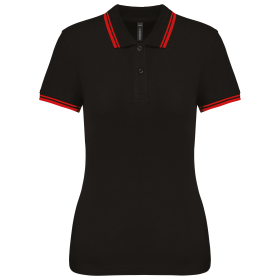 Polo femme manches courtes à liserés contrastés 