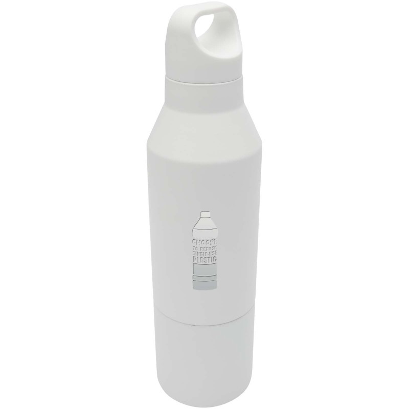 Bouteille isotherme Odessy de 600 ml en acier inoxydable recyclé RCS avec gobelet de 300 ml 