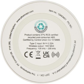 Tapis de charge sans fil Freal de 15 W en plastique recyclé 