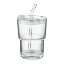 Gobelet verre et paille 400ml 