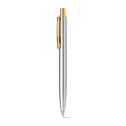 SILVERIO Stylo à bille en acier Inoxidable avec corps brillant et agrafe 