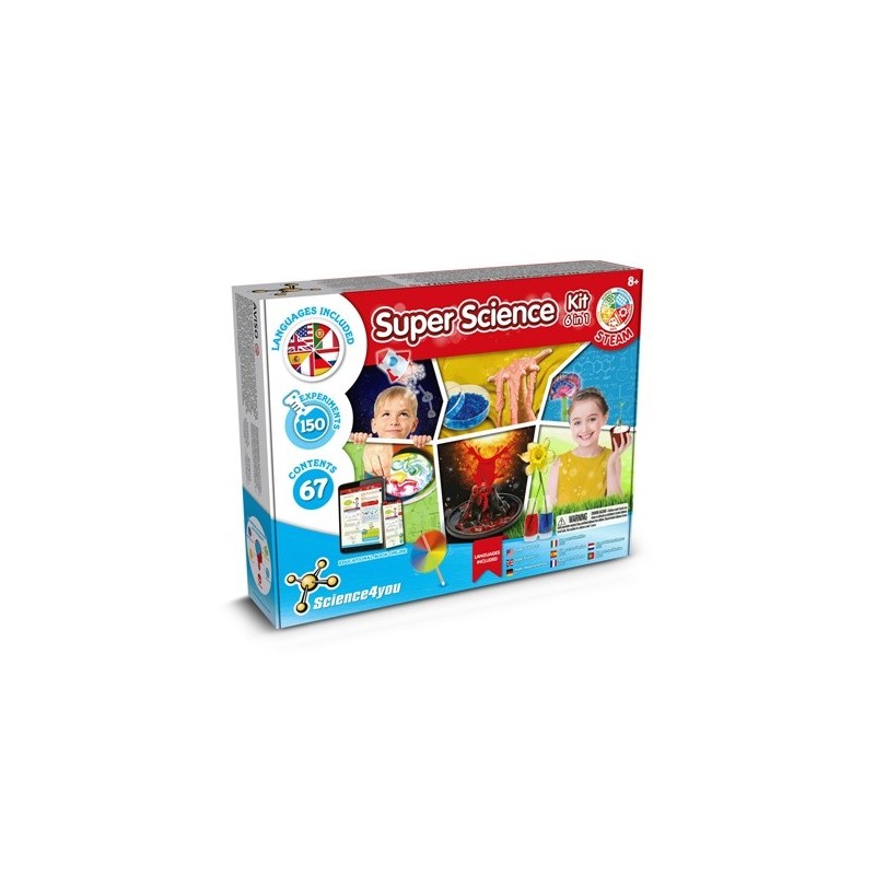 6 in 1 Super Science Kit II Kit éducatif livré avec un sac cadeau en papier kraft (100 g/m²) 