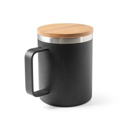 LAUDA Mug en acier inoxydable recyclé à 90% avec couvercle en bambou 420 mL 