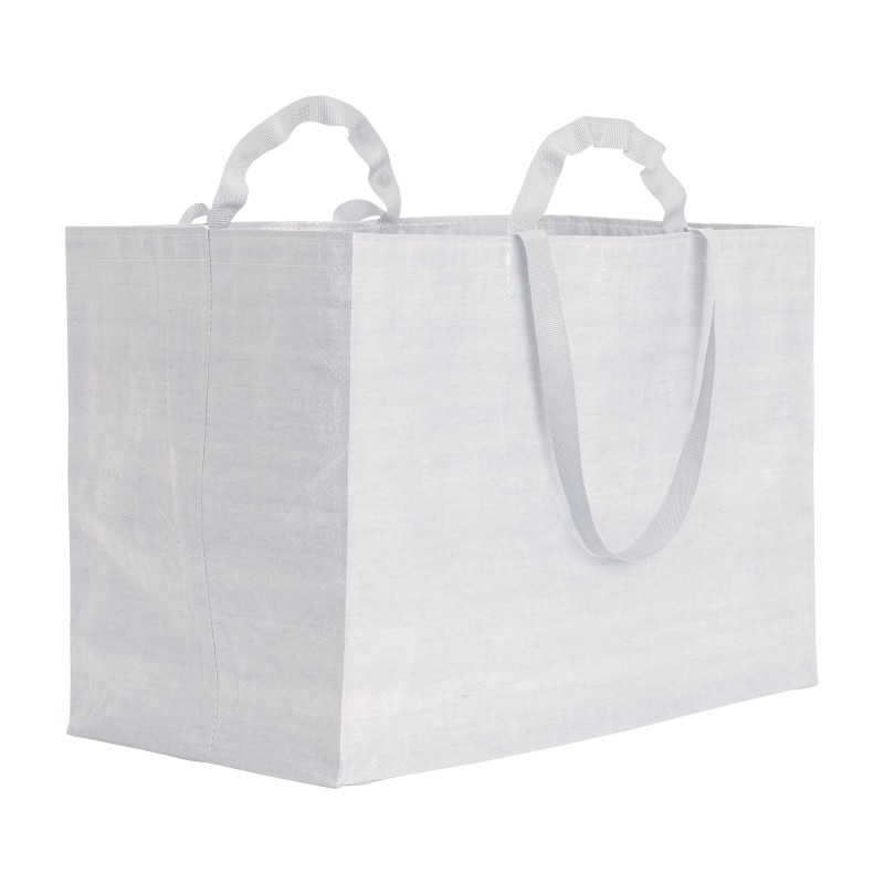 Tote bag maxi en polypropylène recyclé avec anses doubles en ruban (courtes et longues) 