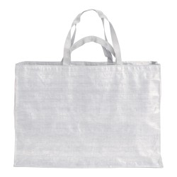Tote bag maxi en polypropylène recyclé avec anses doubles en ruban (courtes et longues) 