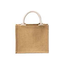 Mini tote bag en toile de jute avec poche en coton 