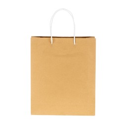 Sac en papier recyclé naturel de 150 g/m2 avec soufflet et poignées courtes colorées 