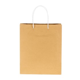 Sac en papier recyclé naturel de 150 g/m2 avec soufflet et poignées courtes colorées 