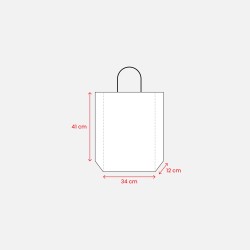 Sac en papier recyclé naturel de 150 g/m2 avec soufflet et poignées courtes colorées 