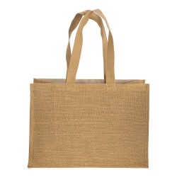 Tote-bag avec soufflet en coton 280 g/m2, détails en toile de jute, anses longues 