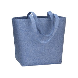 Tote bag en coton recyclé, 120 g/m2 avec intérieur laminé en PP, anses longues et soufflet 