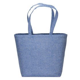 Tote bag en coton recyclé, 120 g/m2 avec intérieur laminé en PP, anses longues et soufflet 